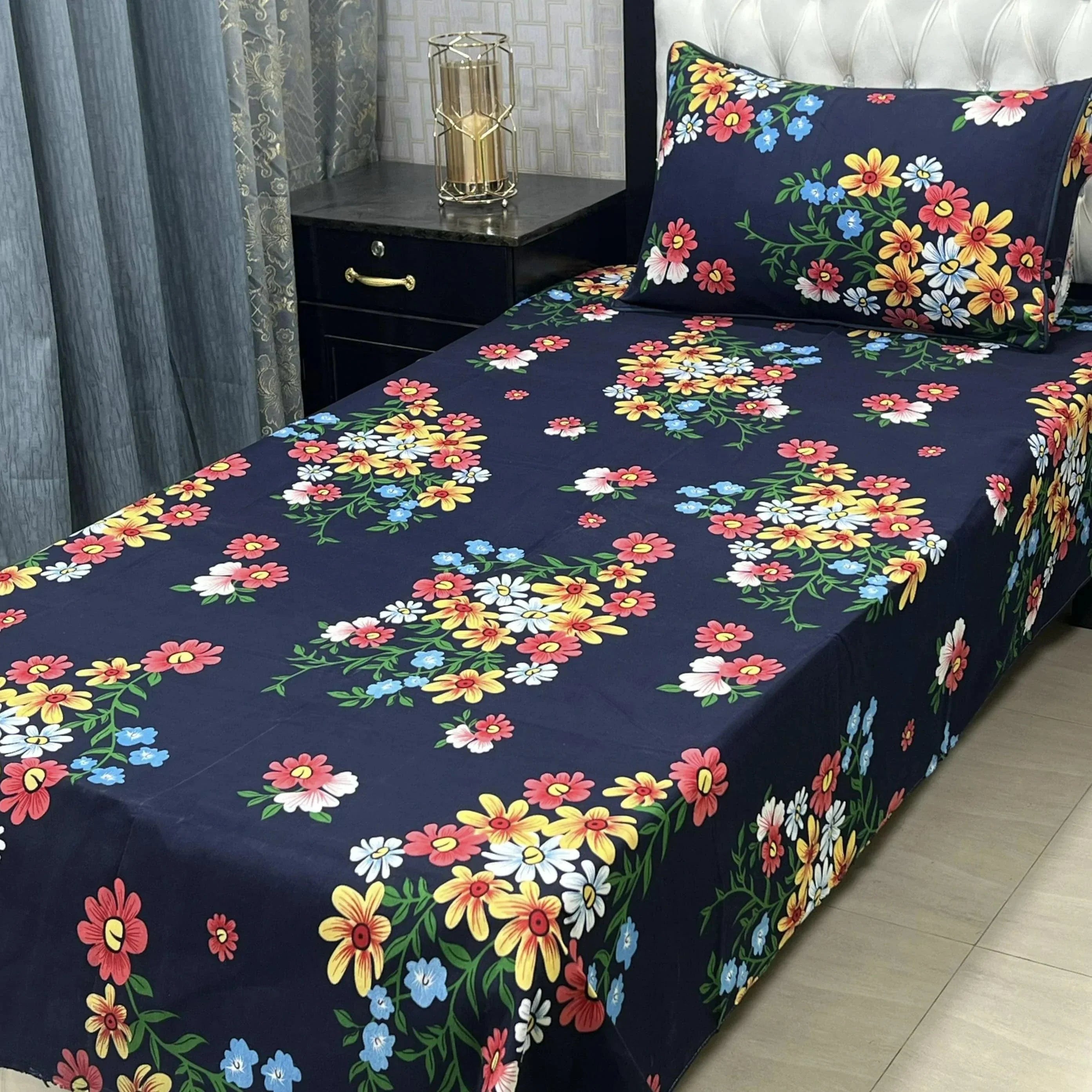Luxurious Bedding Collection Vol 24 | Pure Soft 3D Crystal Cotton | 2 Single Size Bedsheets (90x60 Inches)