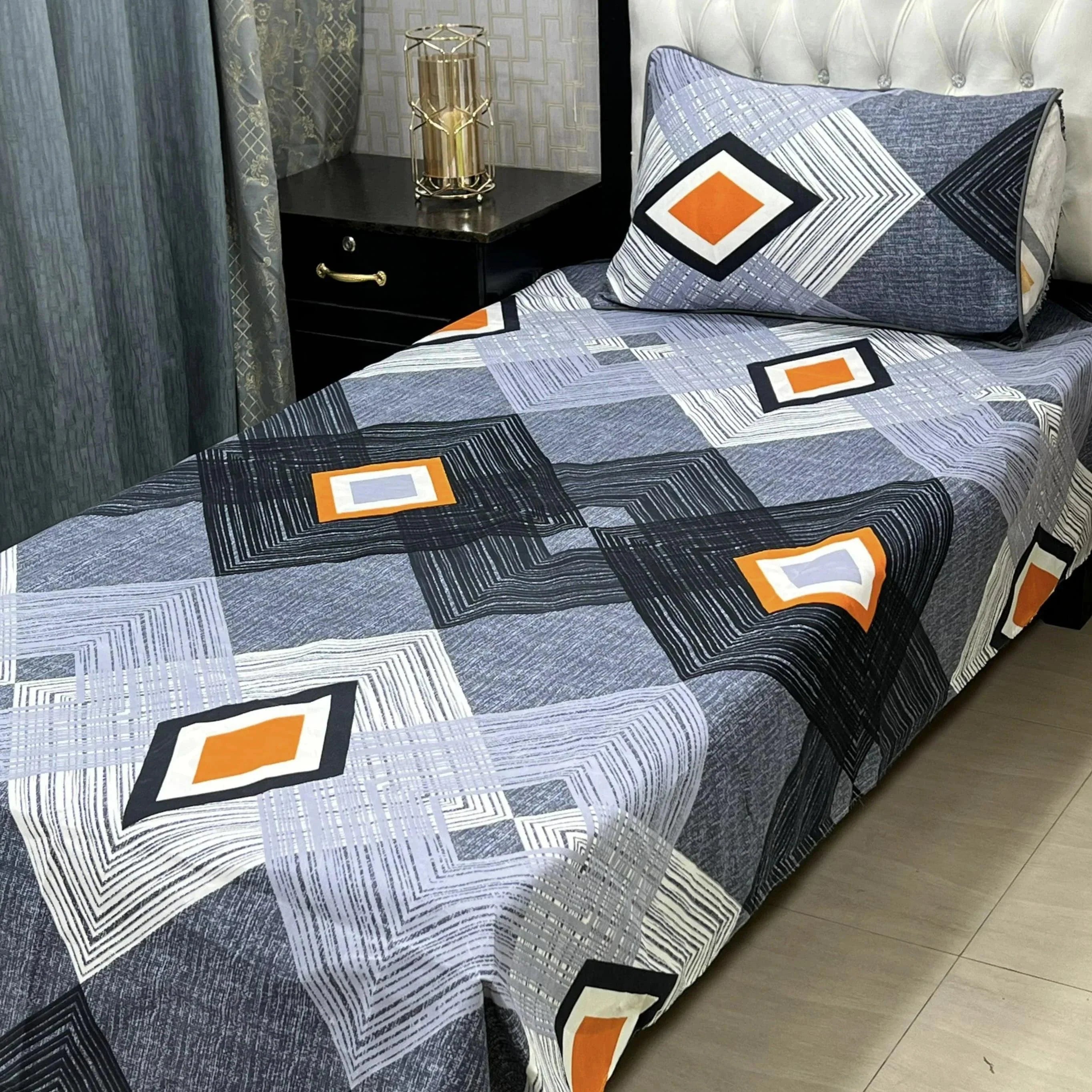 Luxurious Bedding Collection Vol 24 | Pure Soft 3D Crystal Cotton | 2 Single Size Bedsheets (90x60 Inches)