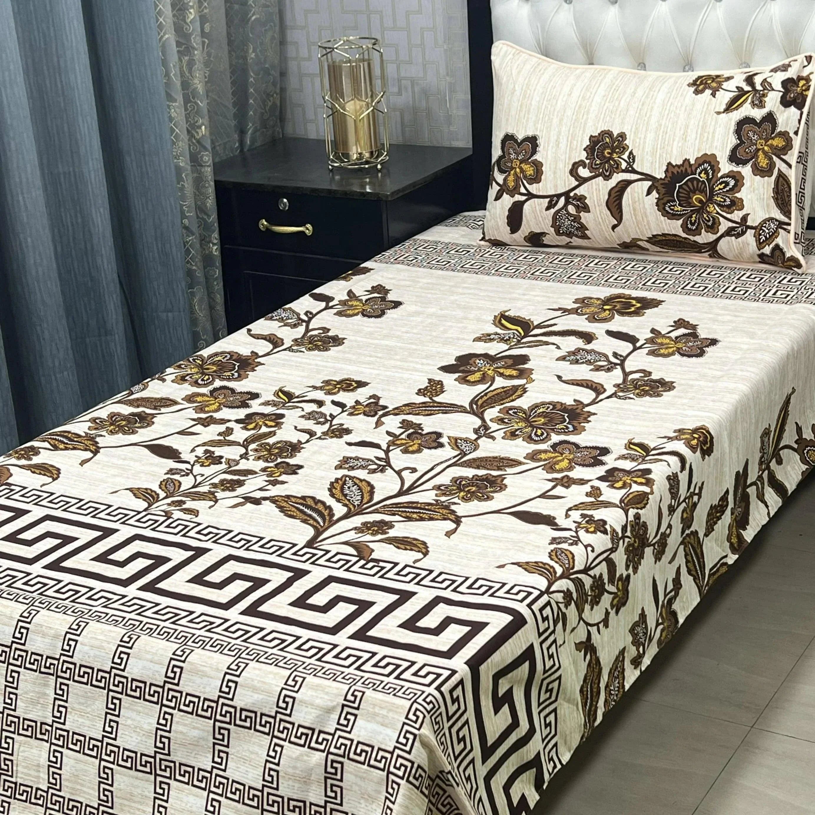 Luxurious Bedding Collection Vol 24 | Pure Soft 3D Crystal Cotton | 2 Single Size Bedsheets (90x60 Inches)