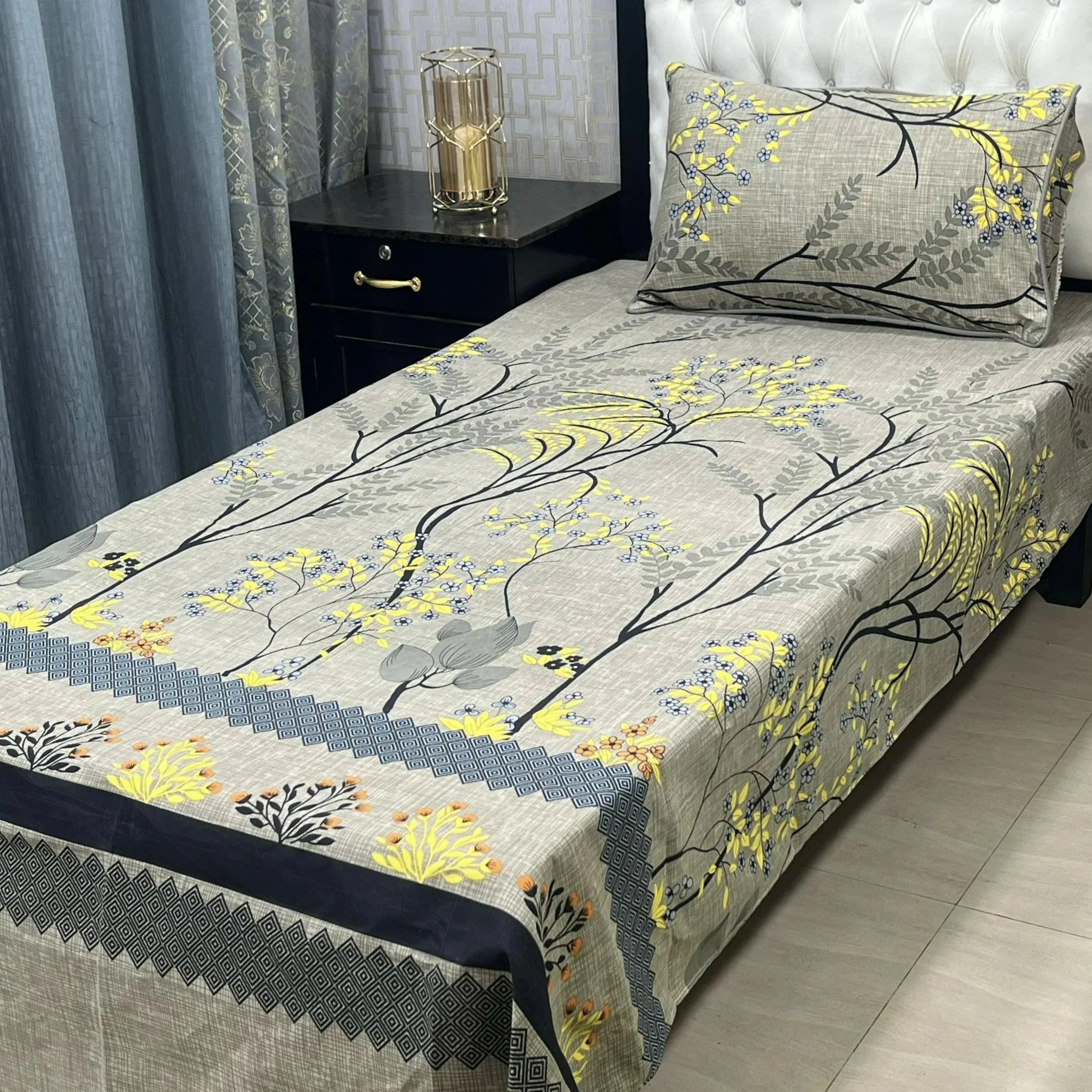 Luxurious Bedding Collection Vol 24 | Pure Soft 3D Crystal Cotton | 2 Single Size Bedsheets (90x60 Inches)
