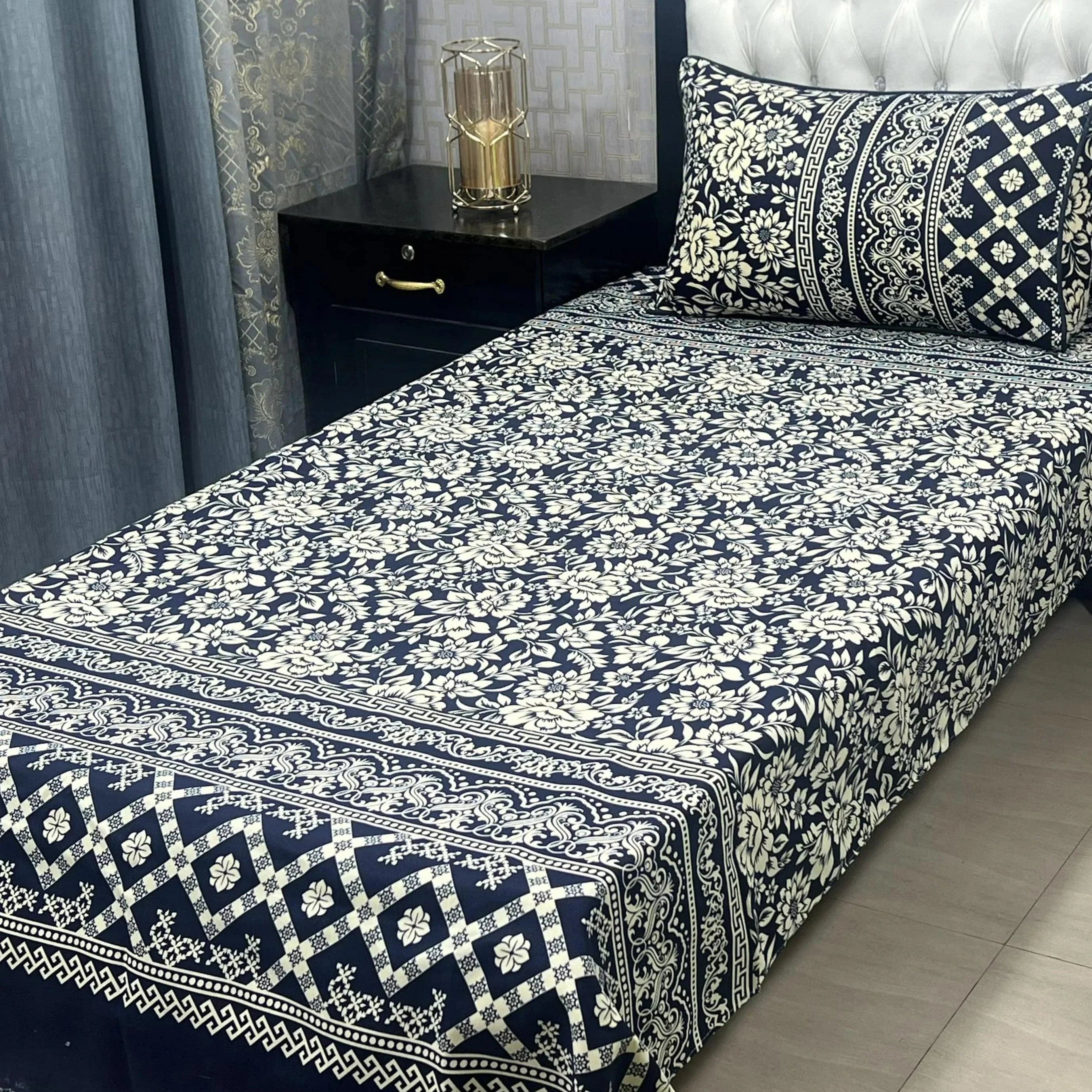 Luxurious Bedding Collection Vol 24 | Pure Soft 3D Crystal Cotton | 2 Single Size Bedsheets (90x60 Inches)