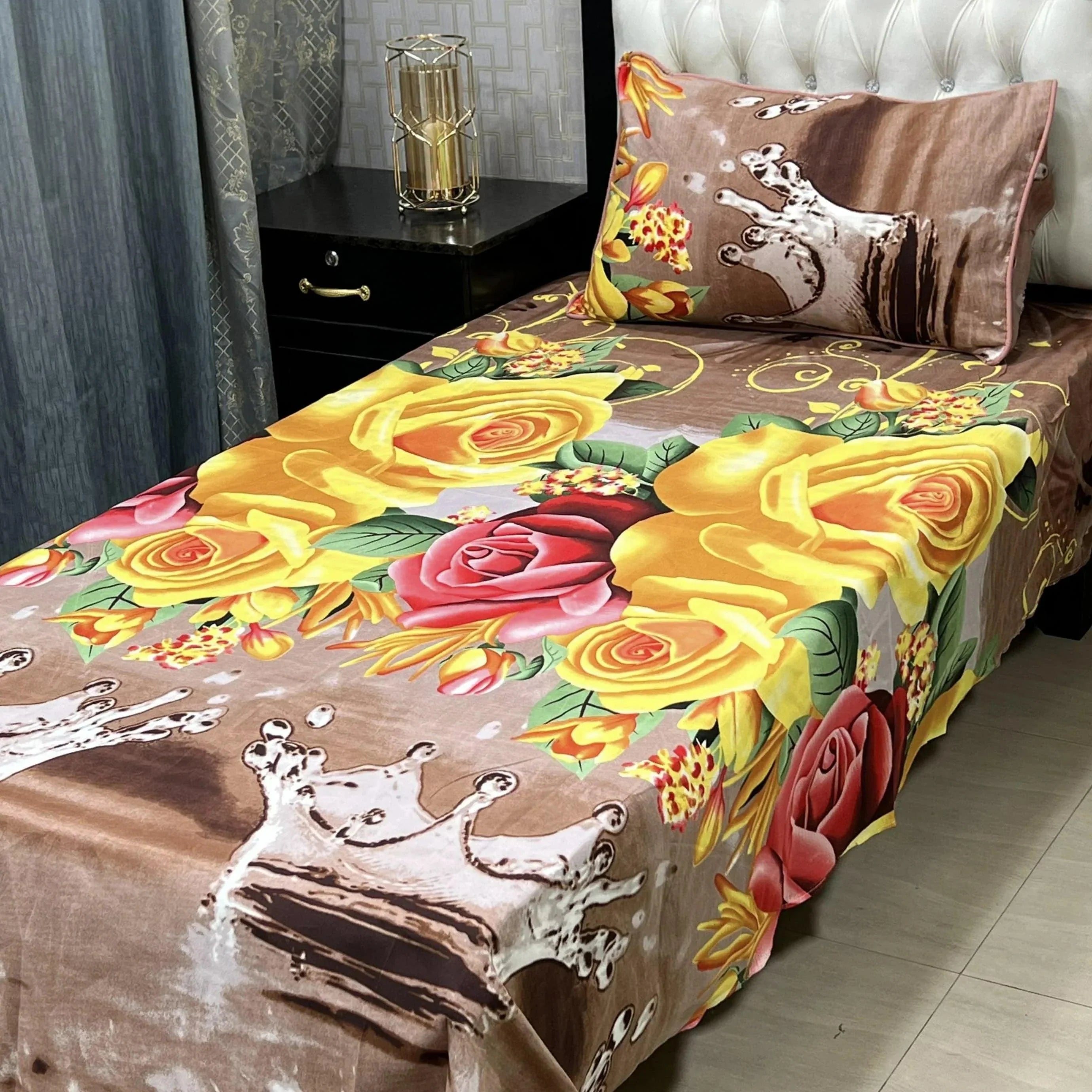 Luxurious Bedding Collection Vol 24 | Pure Soft 3D Crystal Cotton | 2 Single Size Bedsheets (90x60 Inches)