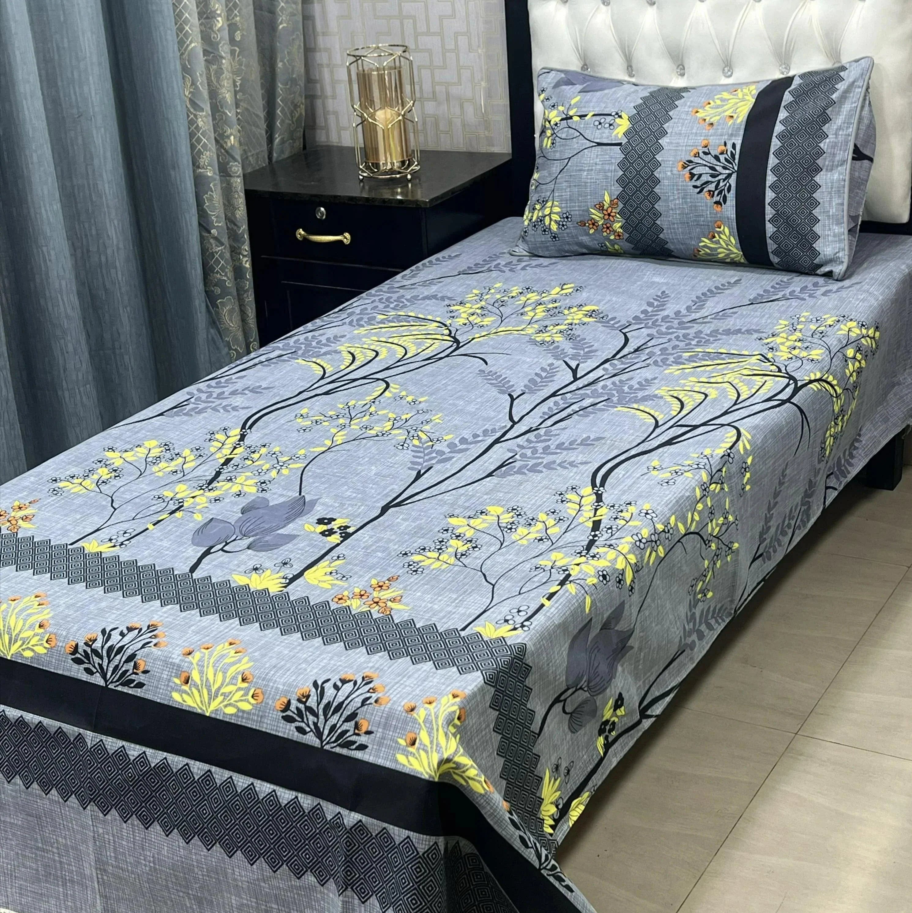 Luxurious Bedding Collection Vol 24 | Pure Soft 3D Crystal Cotton | 2 Single Size Bedsheets (90x60 Inches)