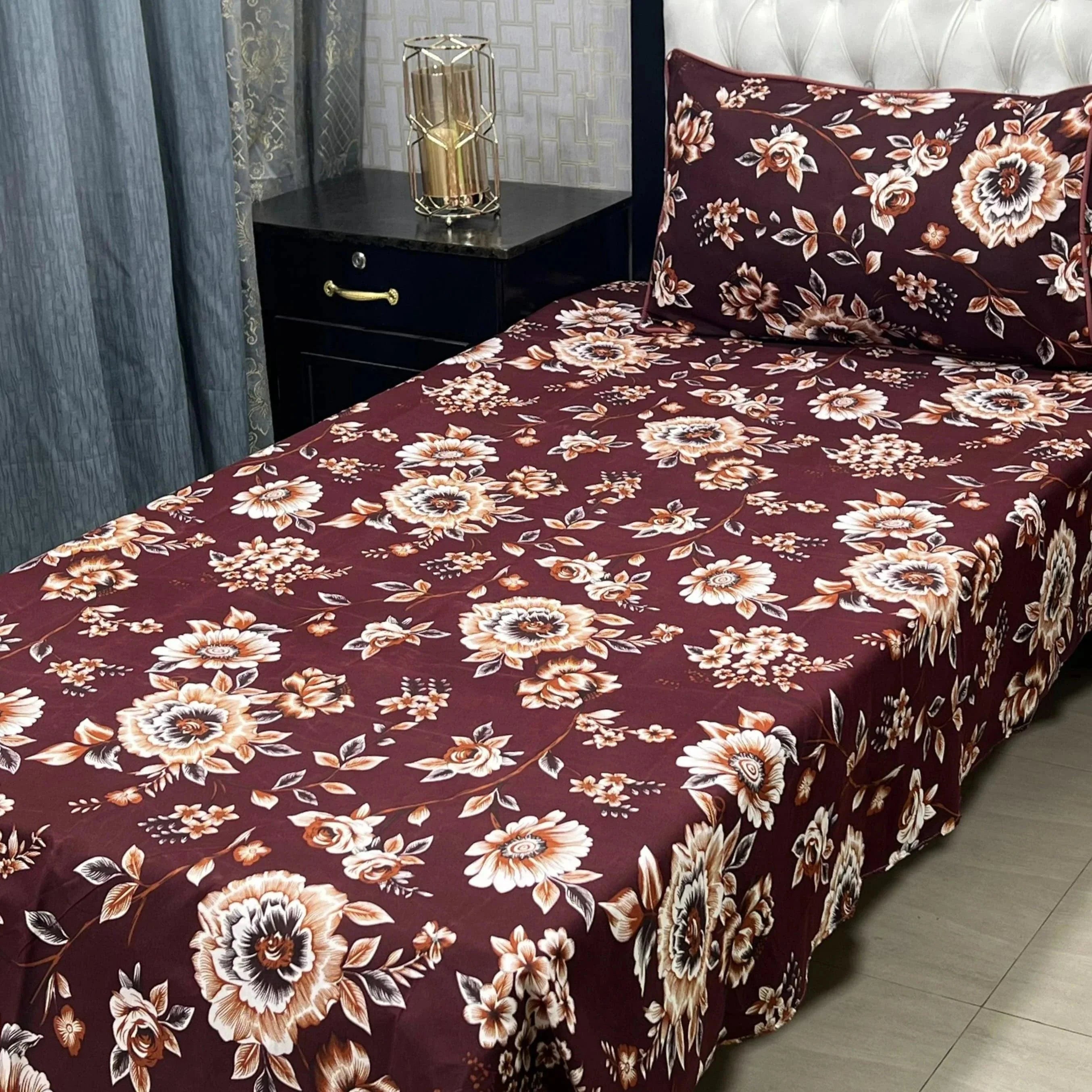 Luxurious Bedding Collection Vol 24 | Pure Soft 3D Crystal Cotton | 2 Single Size Bedsheets (90x60 Inches)