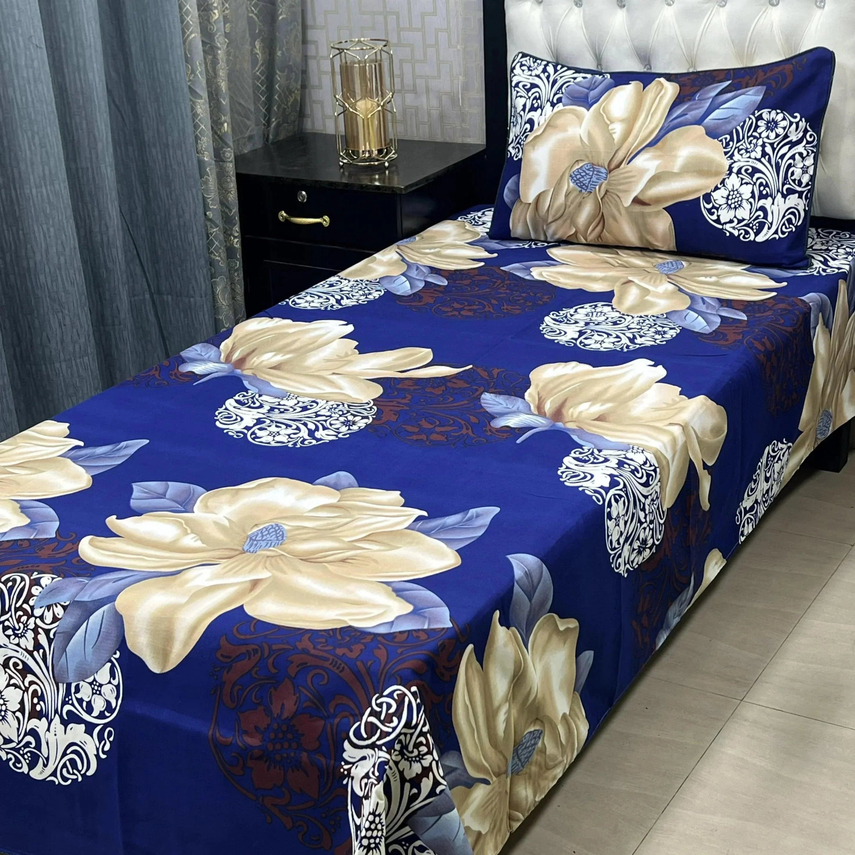 Luxurious Bedding Collection Vol 24 | Pure Soft 3D Crystal Cotton | 2 Single Size Bedsheets (90x60 Inches)