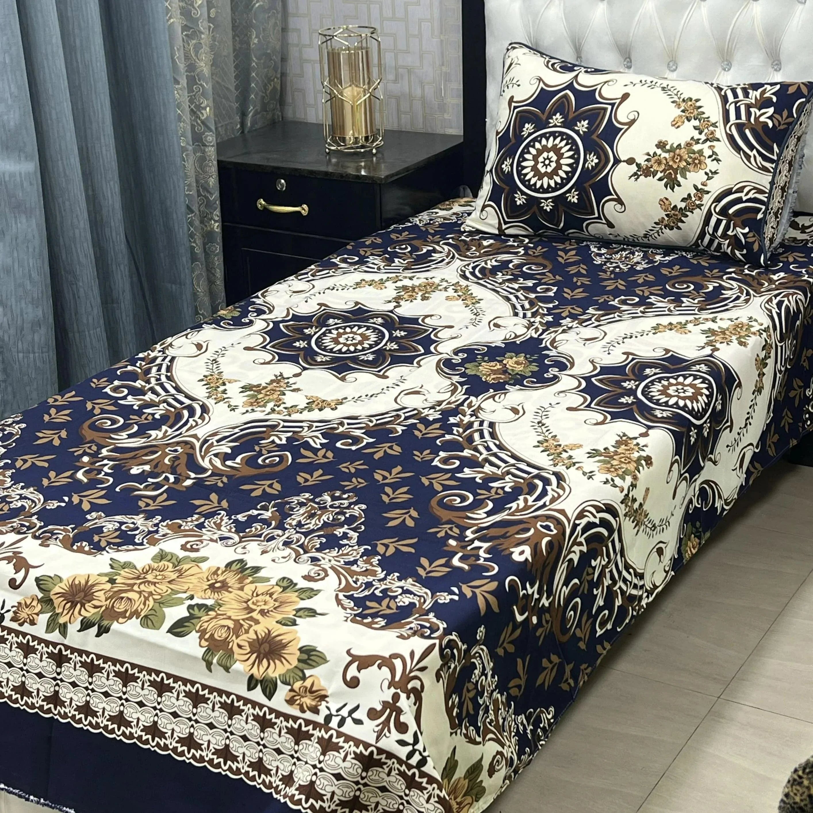 Luxurious Bedding Collection Vol 24 | Pure Soft 3D Crystal Cotton | 2 Single Size Bedsheets (90x60 Inches)