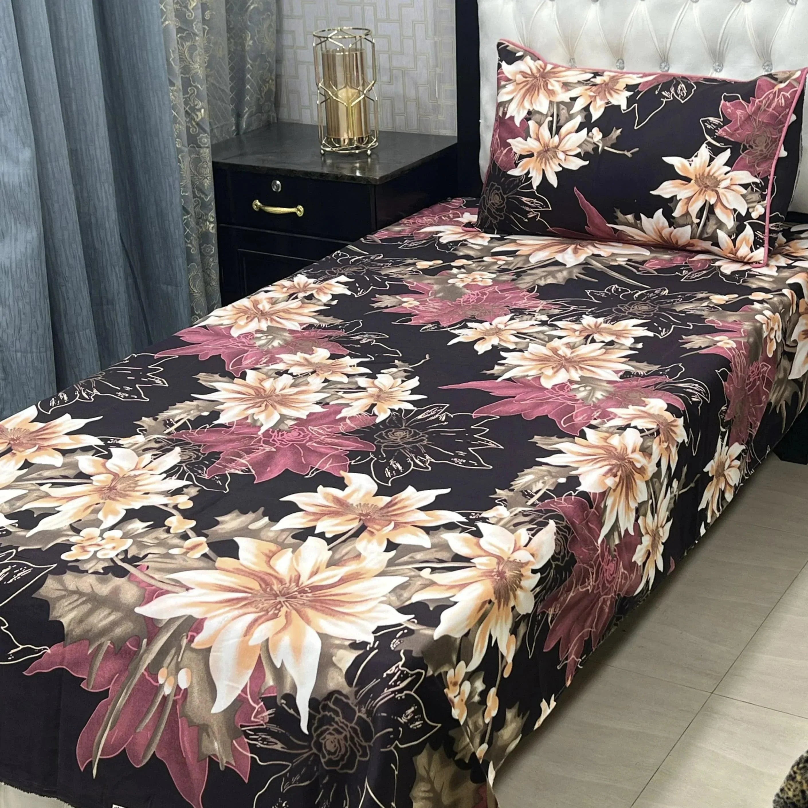 Luxurious Bedding Collection Vol 24 | Pure Soft 3D Crystal Cotton | 2 Single Size Bedsheets (90x60 Inches)