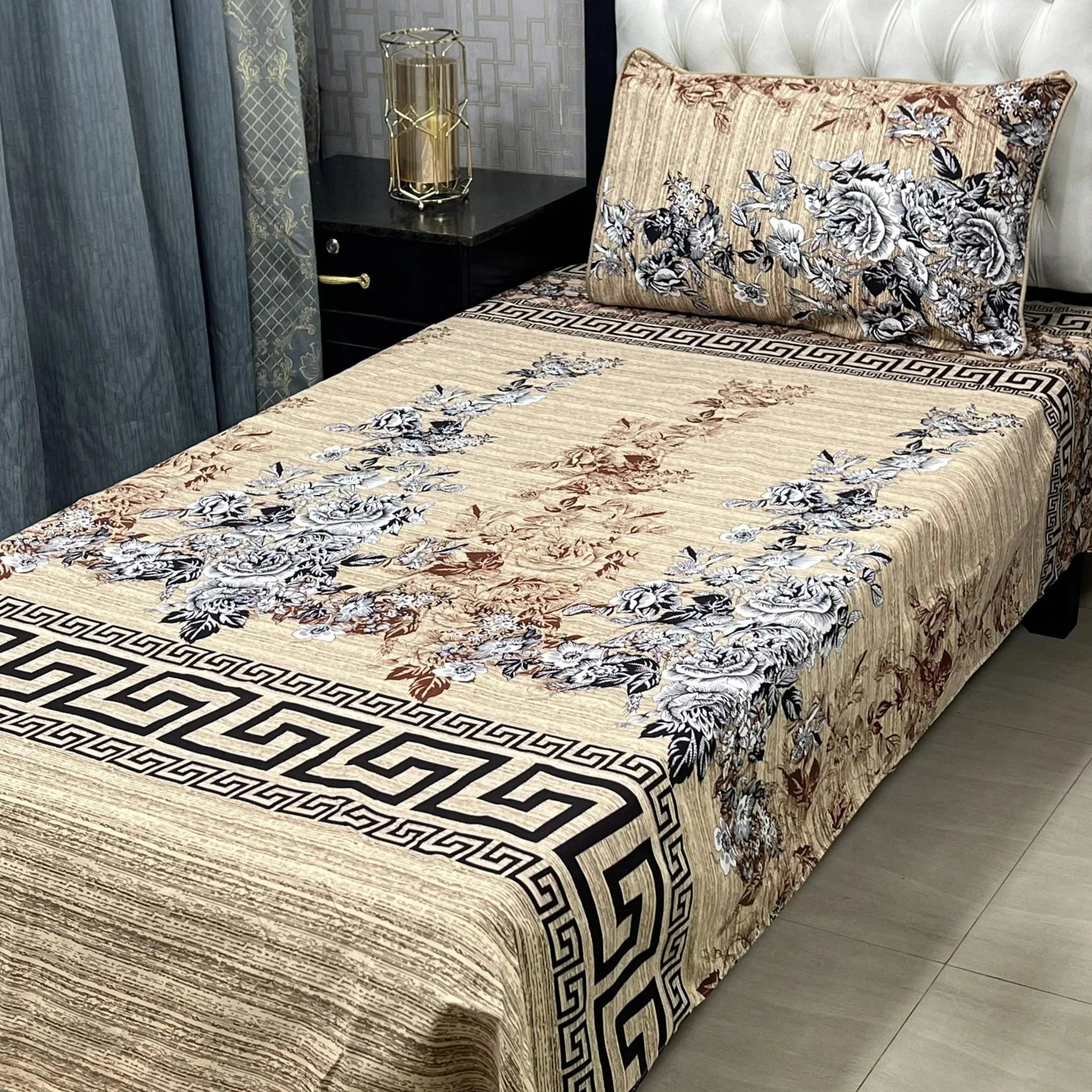 Luxurious Bedding Collection Vol 24 | Pure Soft 3D Crystal Cotton | 2 Single Size Bedsheets (90x60 Inches)