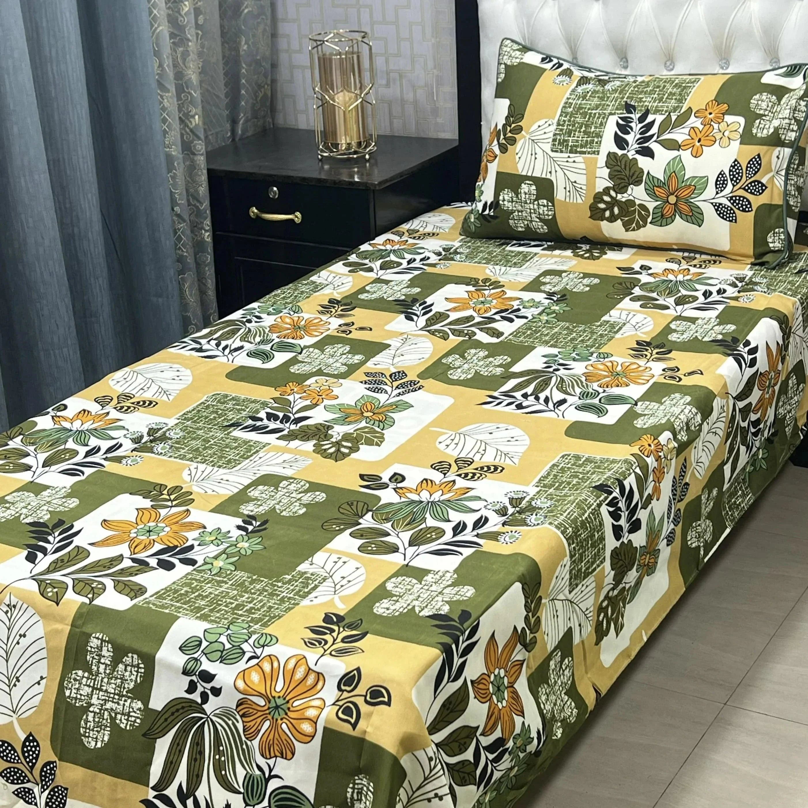 Luxurious Bedding Collection Vol 24 | Pure Soft 3D Crystal Cotton | 2 Single Size Bedsheets (90x60 Inches)
