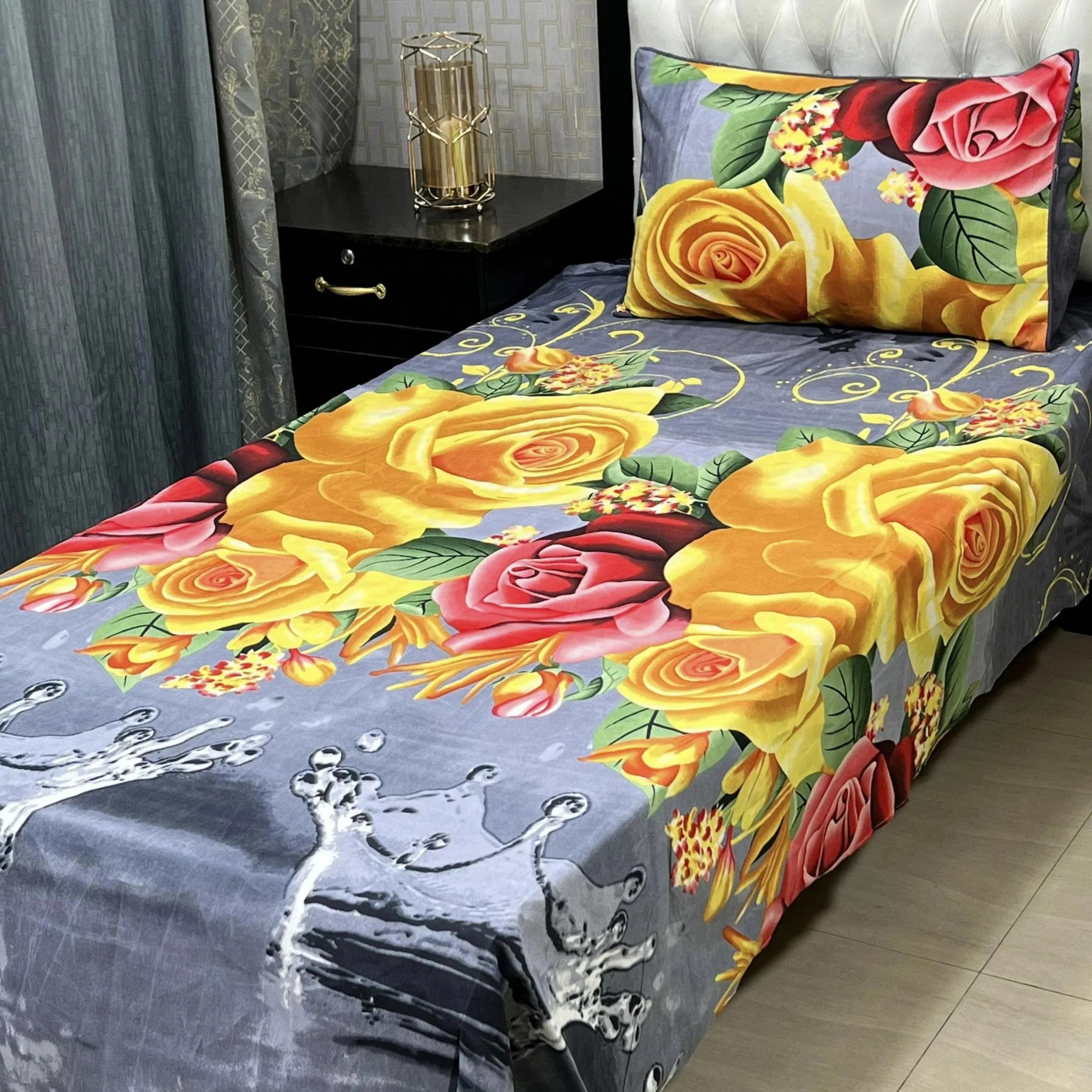 Luxurious Bedding Collection Vol 24 | Pure Soft 3D Crystal Cotton | 2 Single Size Bedsheets (90x60 Inches)