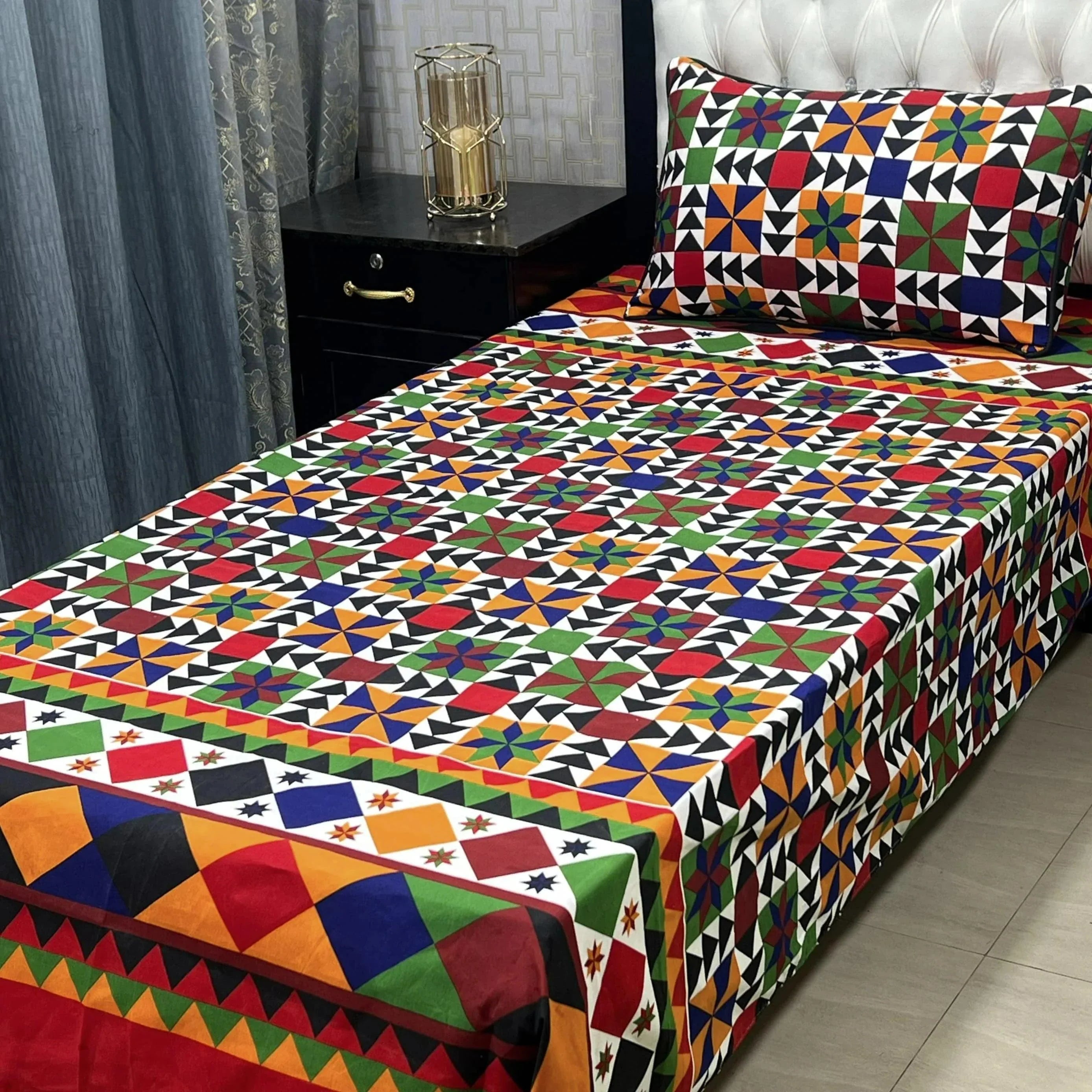 Luxurious Bedding Collection Vol 24 | Pure Soft 3D Crystal Cotton | 2 Single Size Bedsheets (90x60 Inches)