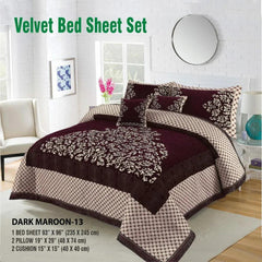 Premium Fomi Four Border Jacquard Bed Sheet Set – 4 Pcs: 1 Fomi Bed Sheet, 2 Pillow Covers, 1 Cushion Cover