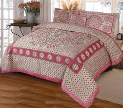 Premium Fomi Four Border Jacquard Bed Sheet Set – 5 Pcs: 1 Fomi Bed Sheet, 2 Pillow Covers, 1 Cushion Cover