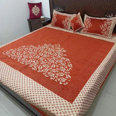 Premium Fomi Four Border Jacquard Bed Sheet Set – 4 Pcs: 1 Fomi Bed Sheet, 2 Pillow Covers, 1 Cushion Cover