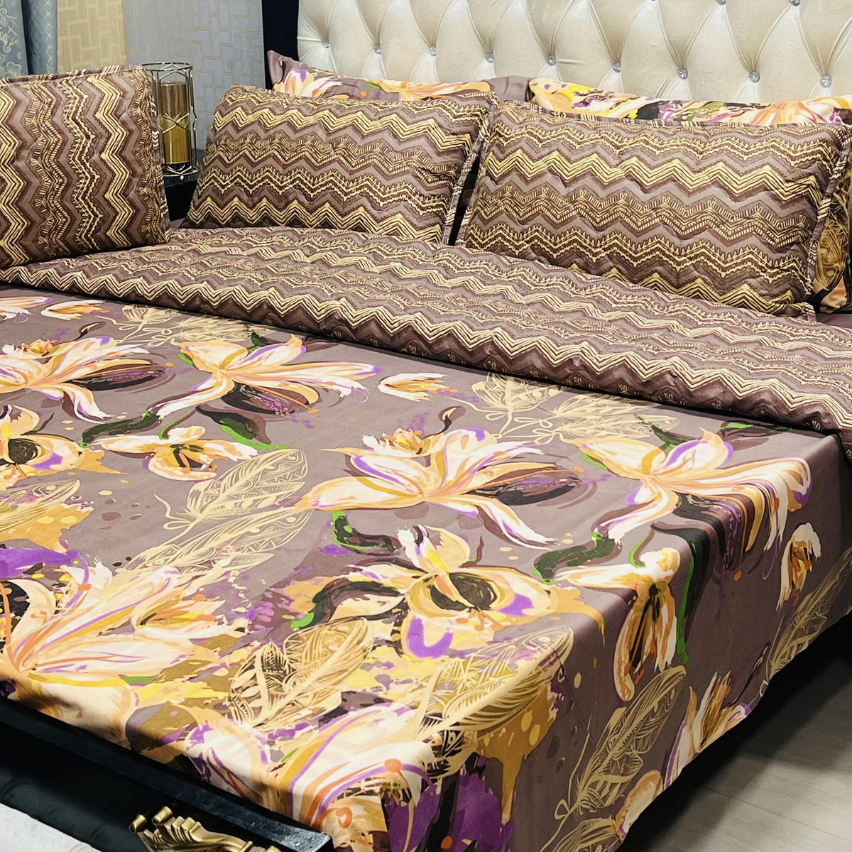 New Arrival 7PC Salonika Cotton Comforter Set by Fanza – King Size - Summer Special - Premium Quality & Multi-Color Prints