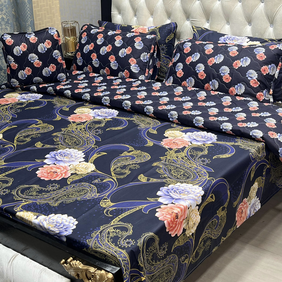 New Arrival 7PC Salonika Cotton Comforter Set by Fanza – King Size - Summer Special - Premium Quality & Multi-Color Prints