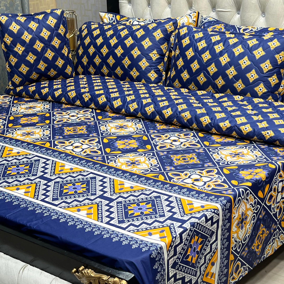 New Arrival 7PC Salonika Cotton Comforter Set by Fanza – King Size - Summer Special - Premium Quality & Multi-Color Prints