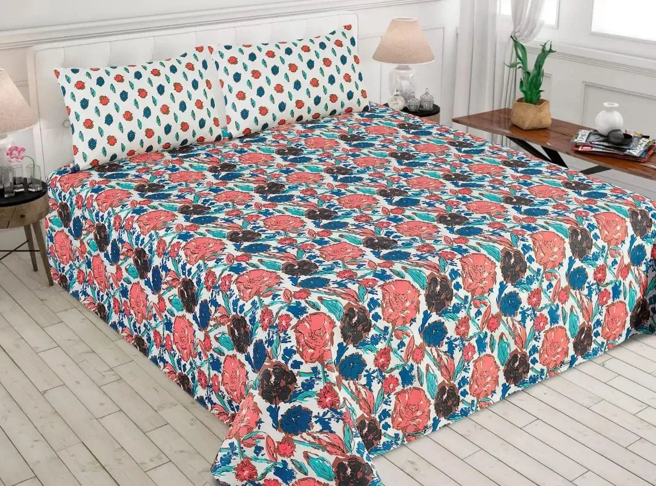 Luxurious Bedding Collection Vol. 25 Pure Salonika Mix Cotton   - King Size Bedsheet + 2 Pillow Covers - Ultra Soft & Premium Finish