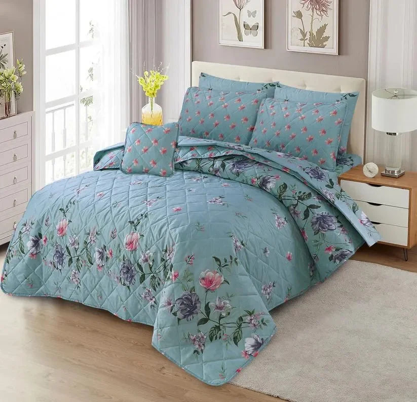New Arrival 7PC Salonika Cotton Comforter Set by Fanza – King Size - Summer Special - Premium Quality & Multi-Color Prints