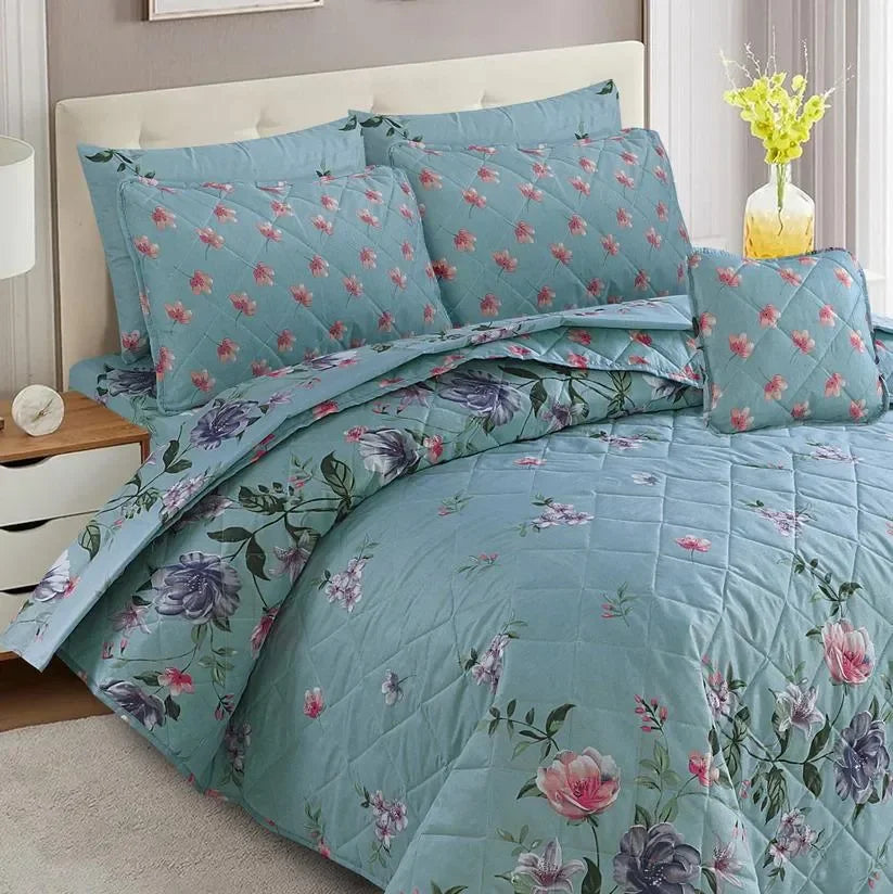 New Arrival 7PC Salonika Cotton Comforter Set by Fanza – King Size - Summer Special - Premium Quality & Multi-Color Prints