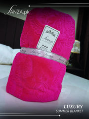 Shocking  pink Luxury Embossed Summer AC Flees Blanket