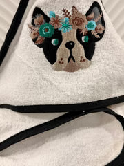 Kids White Dog Hooded Towel