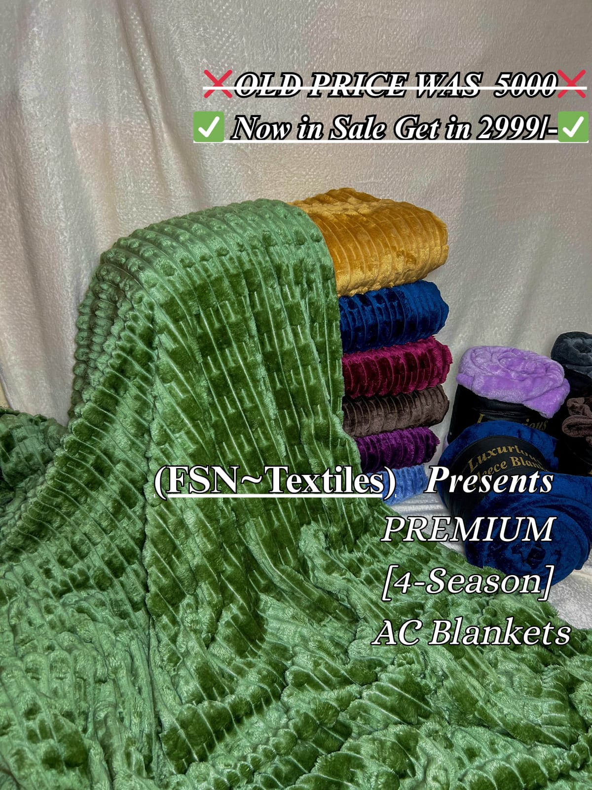 Luxurious Grey Embossed Blanket | Coral AC Fleece | 4 Season