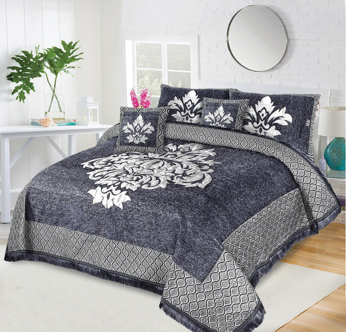 Velvet Jacquard Bed Sheet 5 Pcs set King Size
