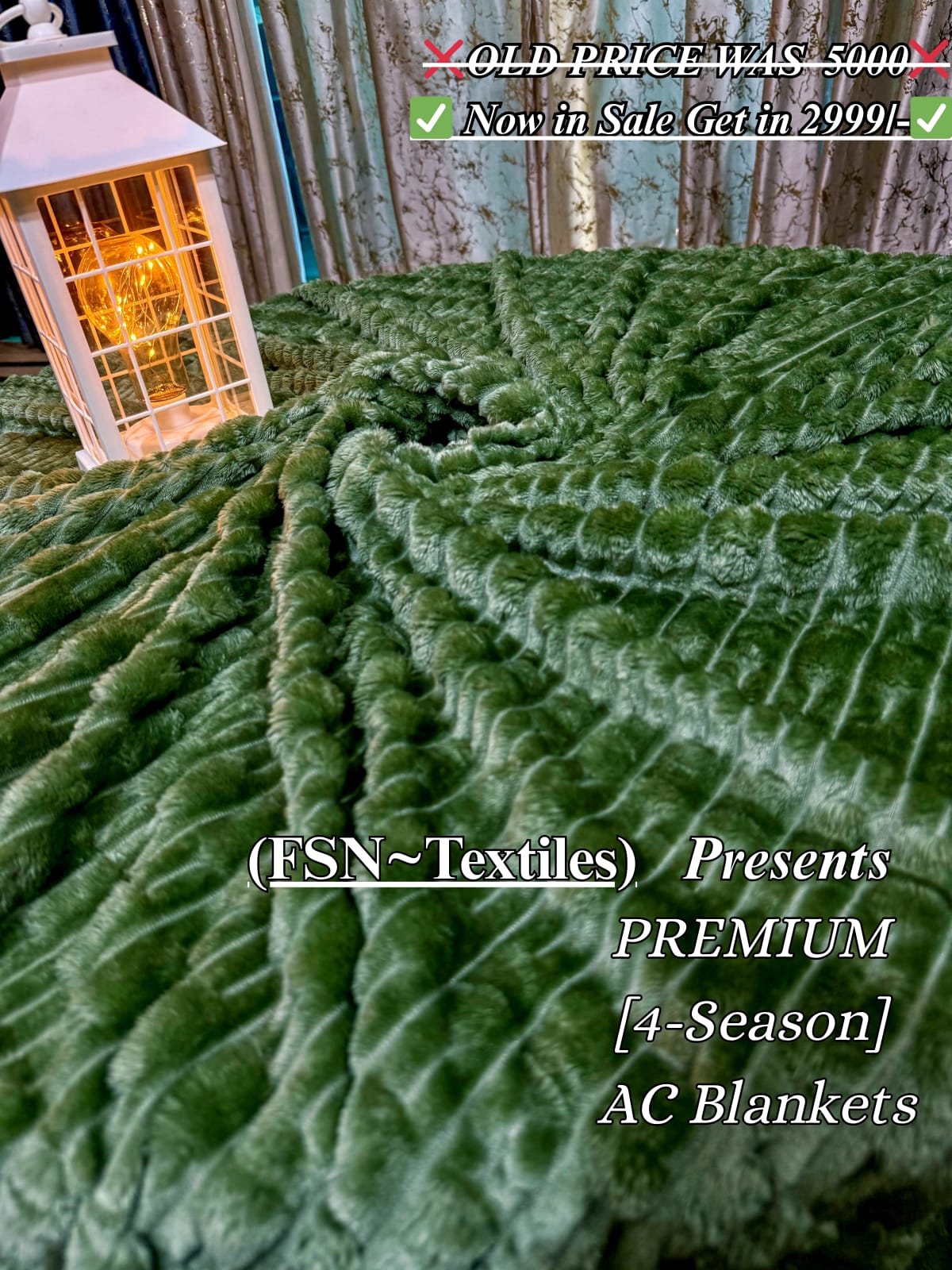 Luxurious Pista Embossed Blanket | Coral AC Fleece