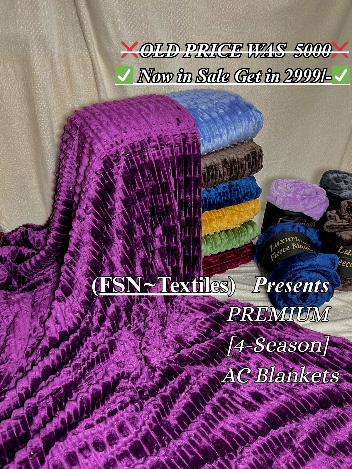 Luxurious Grey Embossed Blanket | Coral AC Fleece | 4 Season