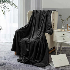 Black AC Dyed Funnel Blanket in Coral Fleece
