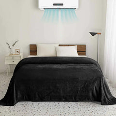 Black AC Dyed Funnel Blanket in Coral Fleece