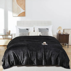 Black AC Dyed Funnel Blanket in Coral Fleece