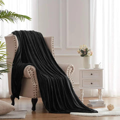 Black AC Dyed Funnel Blanket in Coral Fleece
