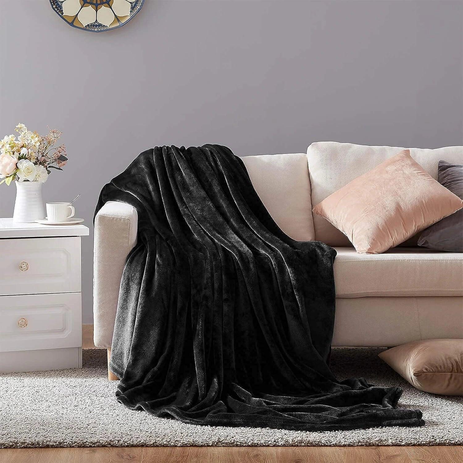 Black AC Dyed Funnel Blanket in Coral Fleece