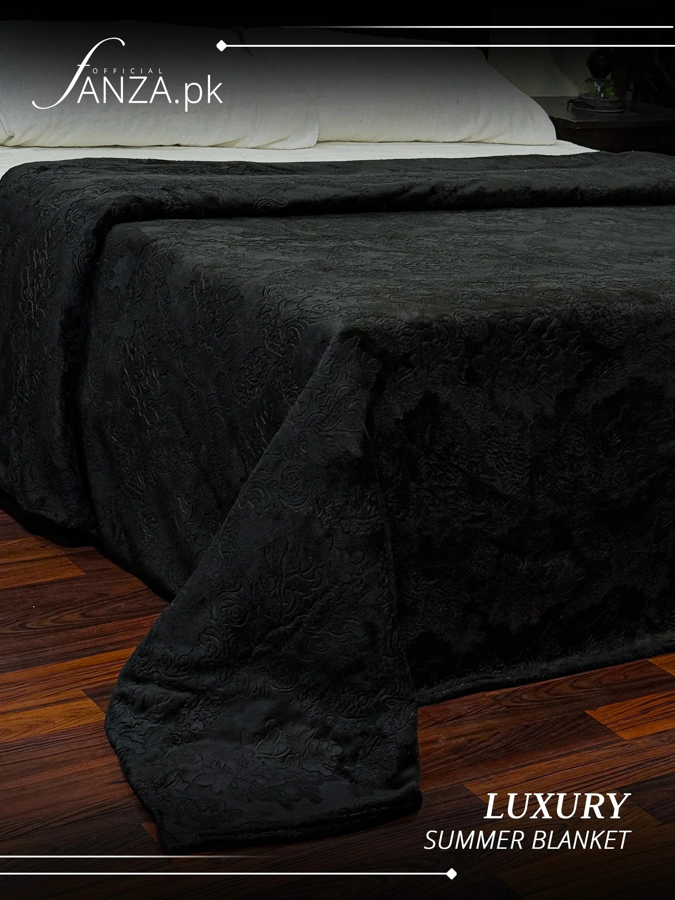 Black Luxury AC Emboss Fleece Blanket