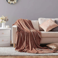 Brown AC Dyed Funnel Blanket in Coral Fleece