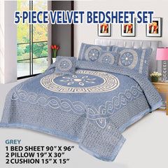 Velvet Jacquard Bed Sheet 5 Pcs set King Size