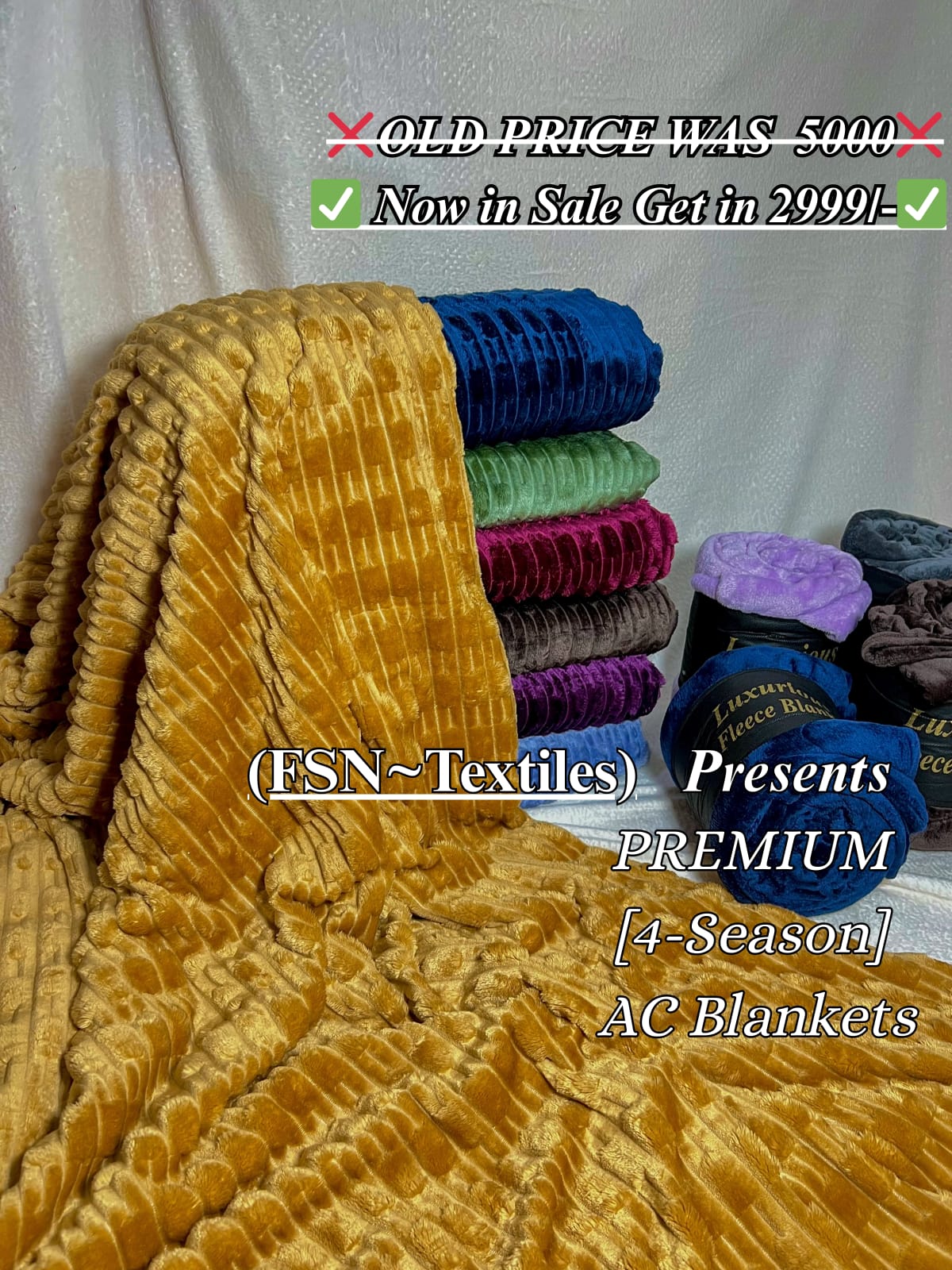 Luxurious Grey Embossed Blanket | Coral AC Fleece | 4 Season