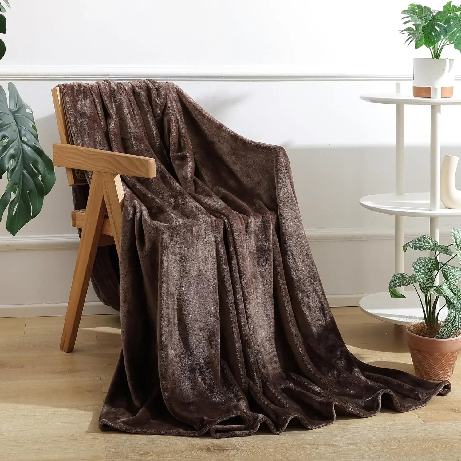 Dark Brown AC Dyed Funnel Blanket in Coral Fleece