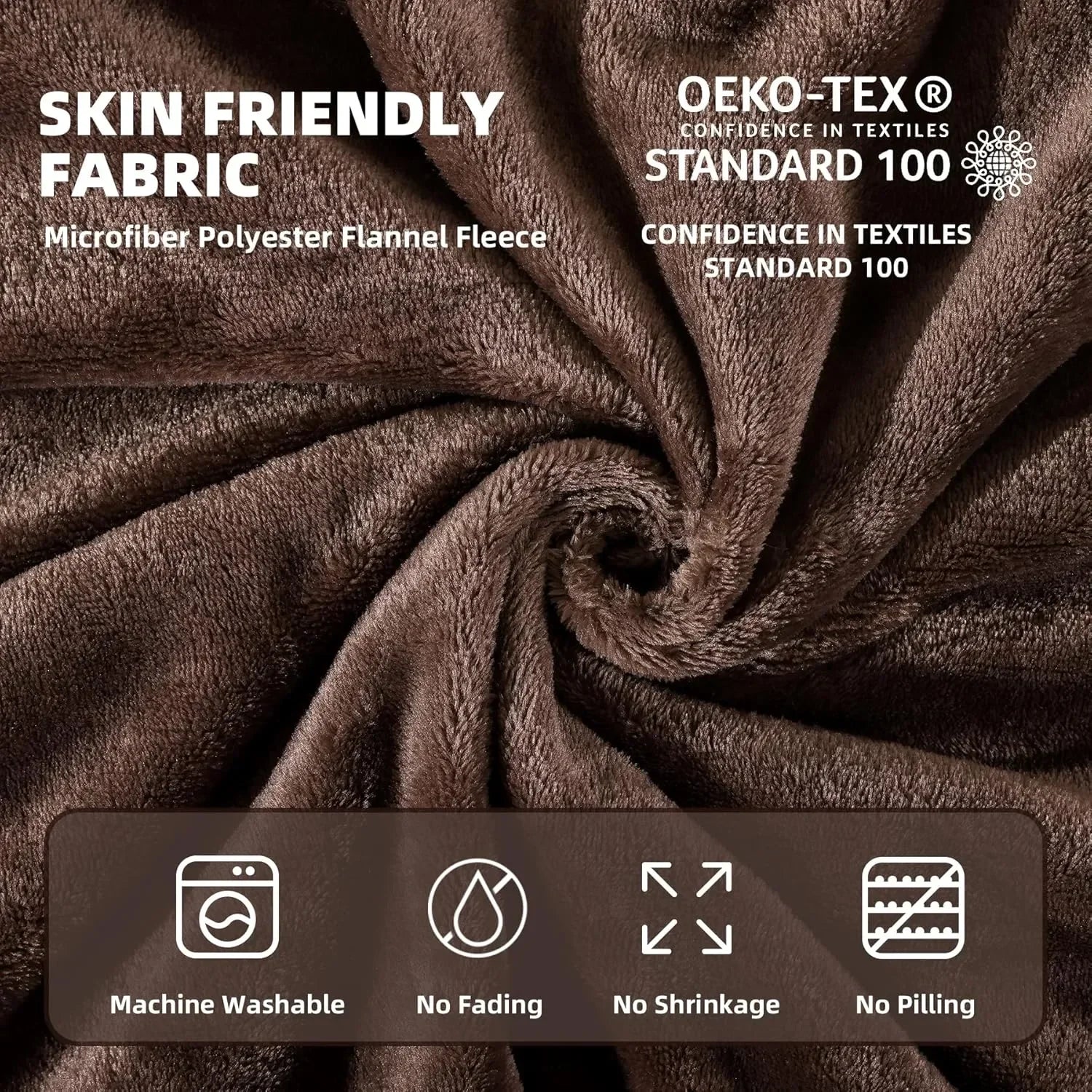 Dark Brown AC Dyed Funnel Blanket in Coral Fleece