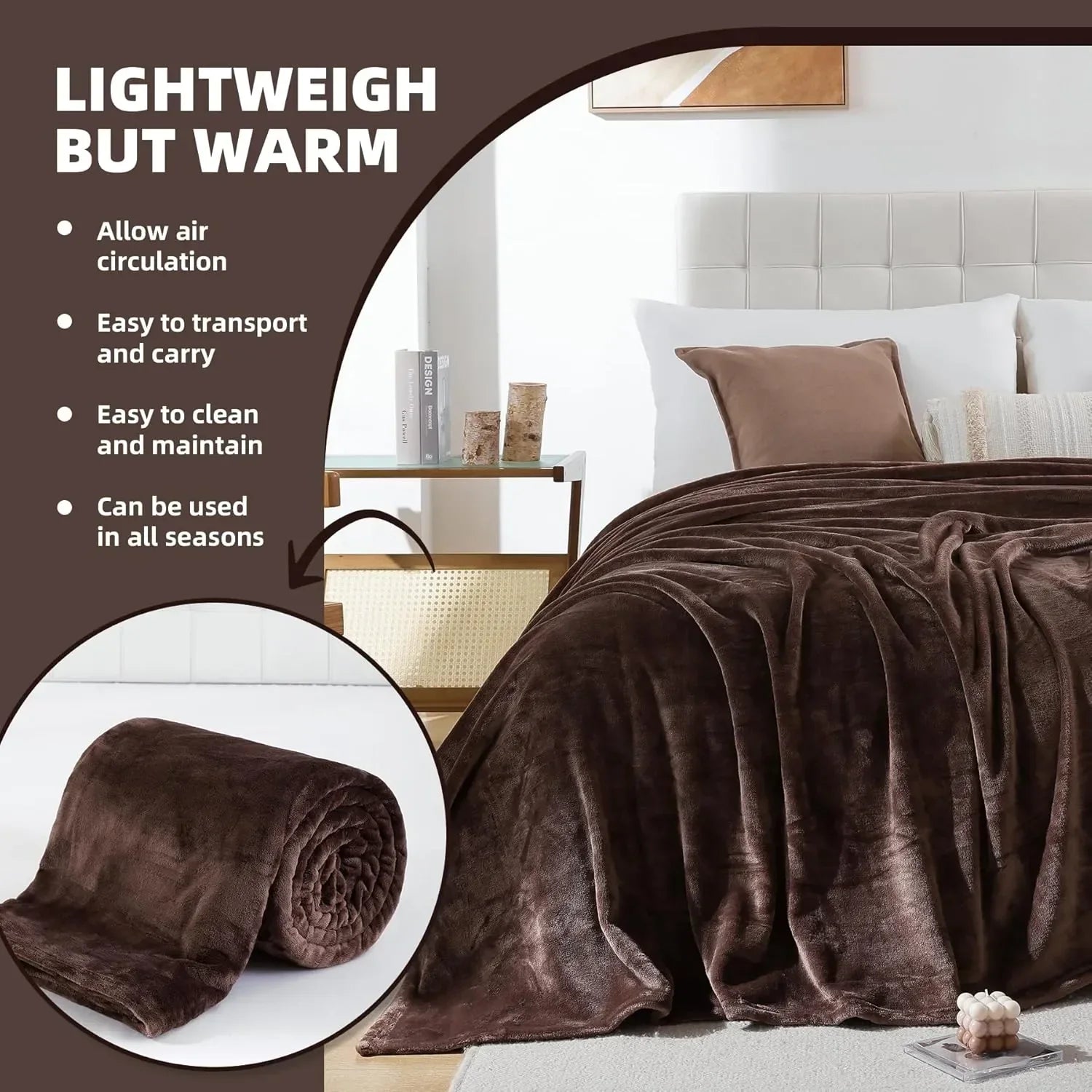 Dark Brown AC Dyed Funnel Blanket in Coral Fleece