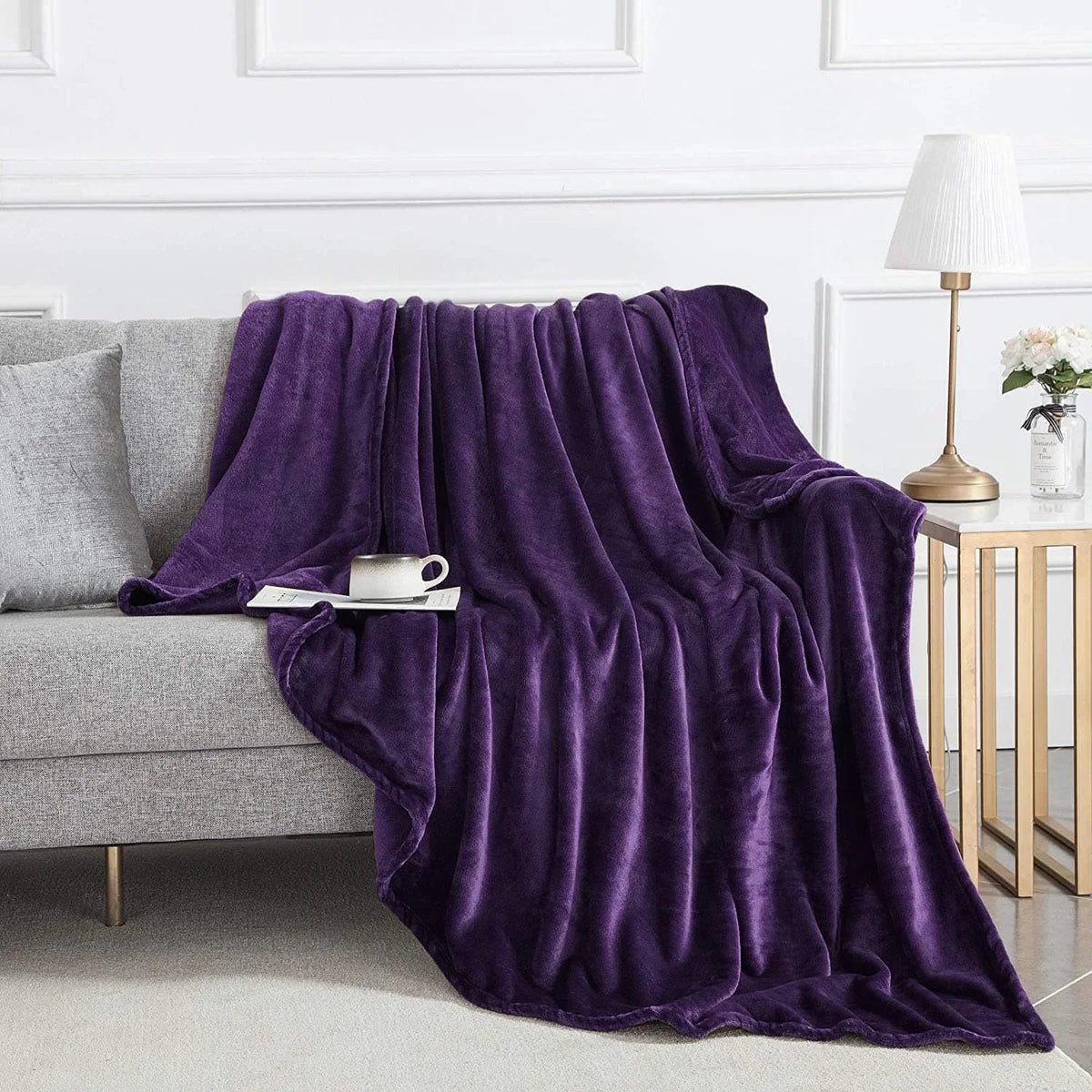 Dark Purple AC Dyed Funnel Blanket in Coral Fleece