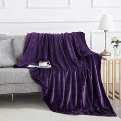 Dark Purple AC Dyed Funnel Blanket in Coral Fleece