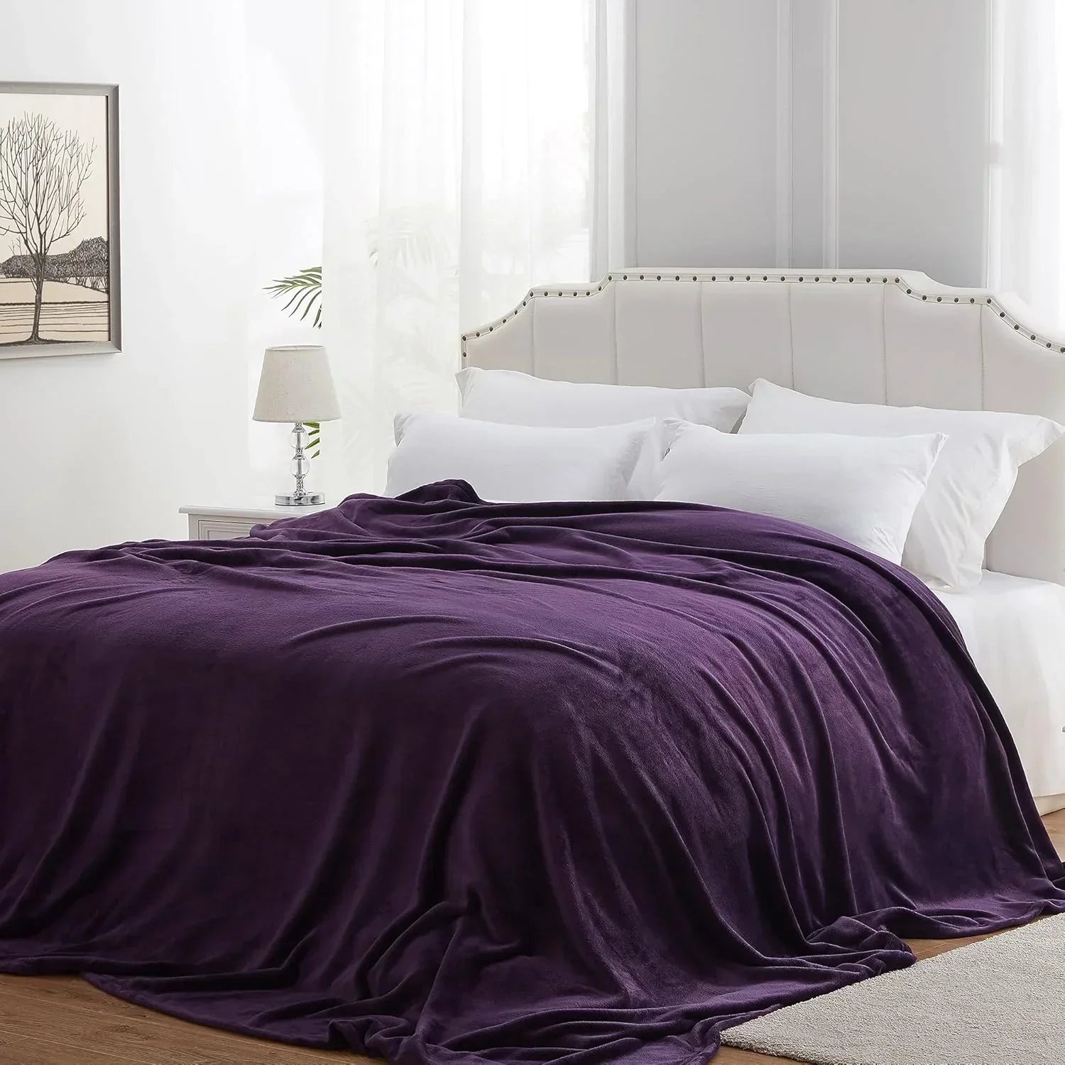 Dark Purple AC Dyed Funnel Blanket in Coral Fleece