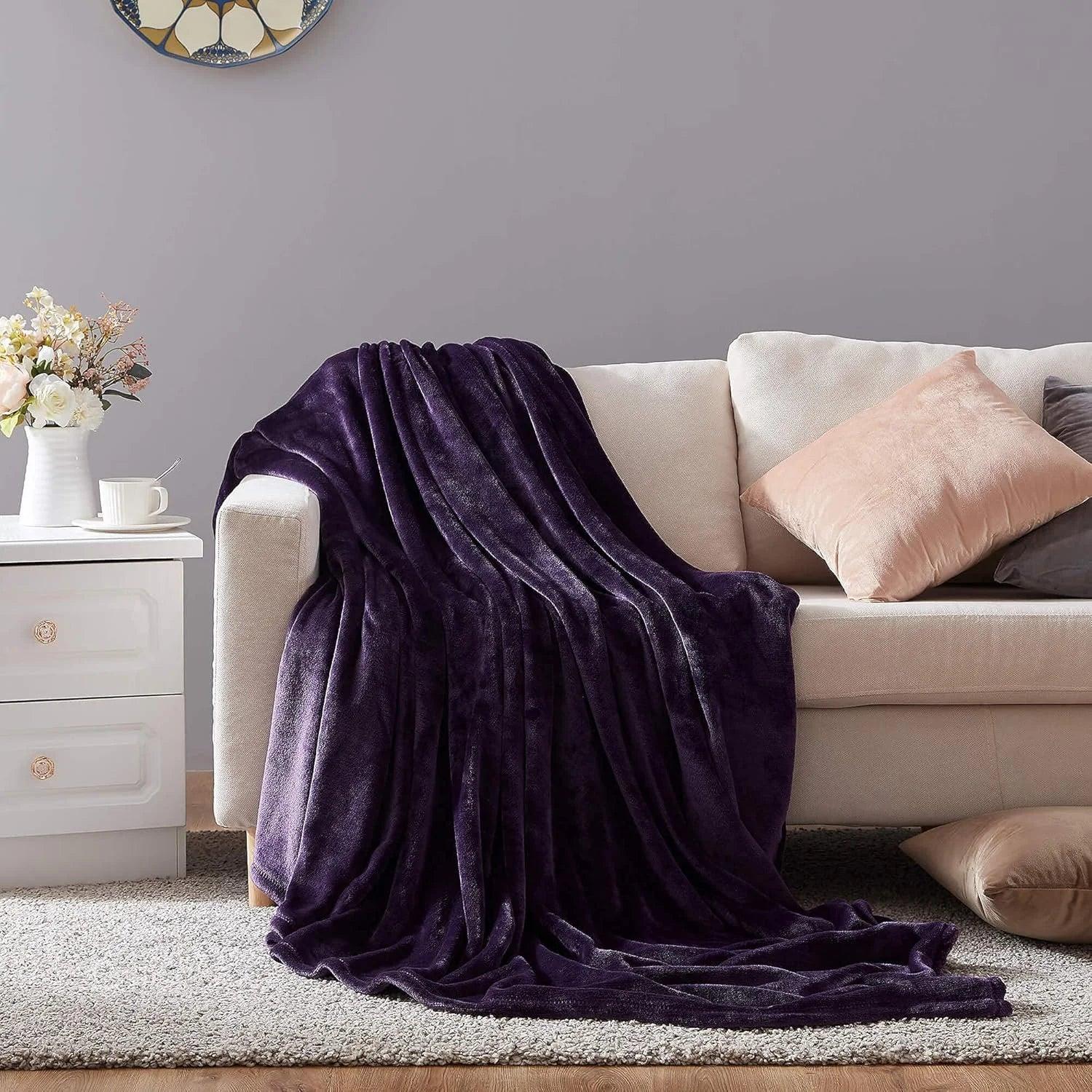 Dark Purple AC Dyed Funnel Blanket in Coral Fleece