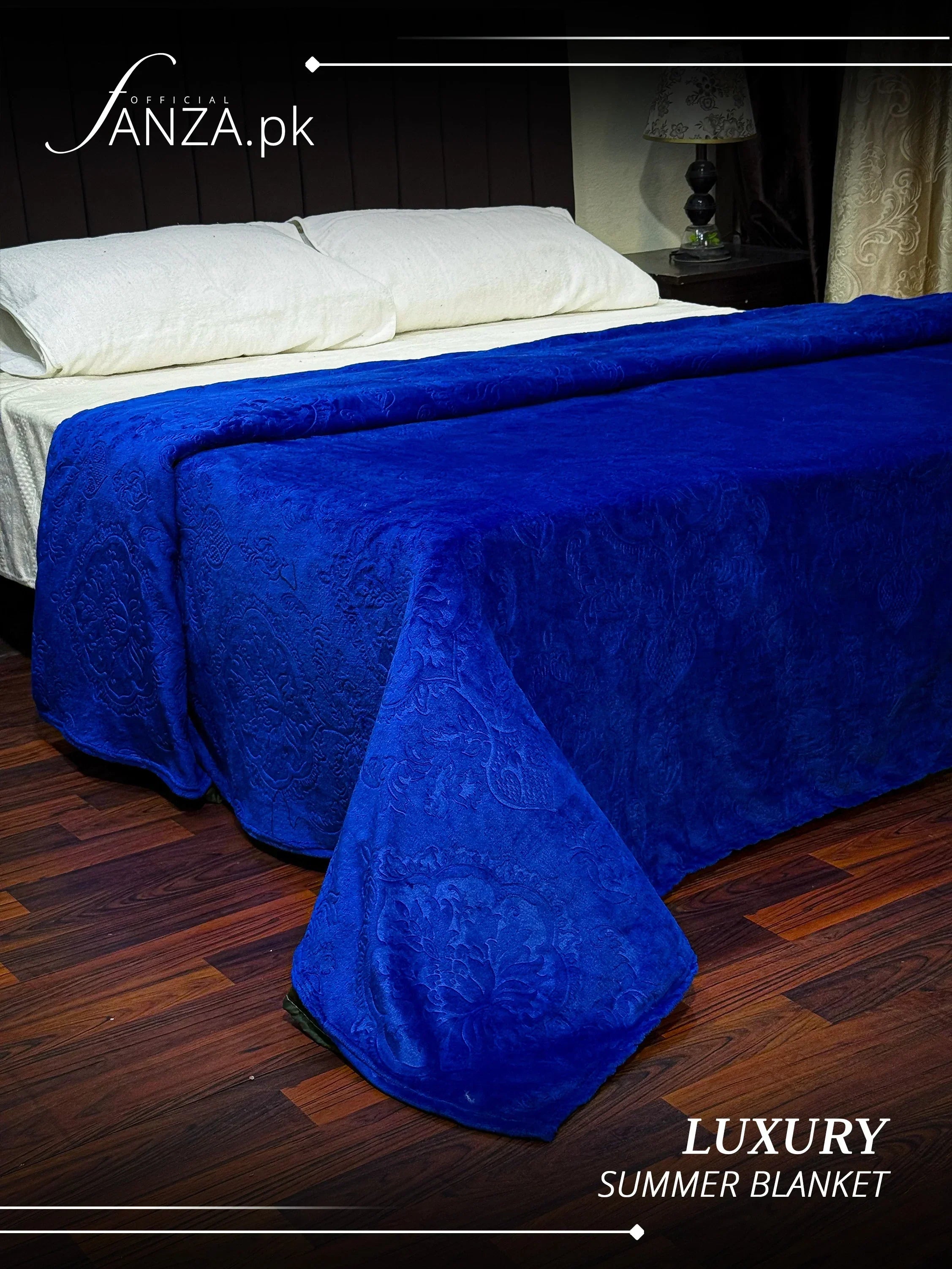 Blue Luxury AC Emboss Fleece Blanket