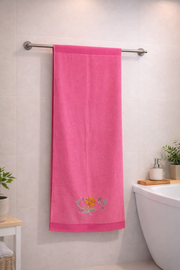 Premium  Cranberry Velvet Cotton  Emb Towel