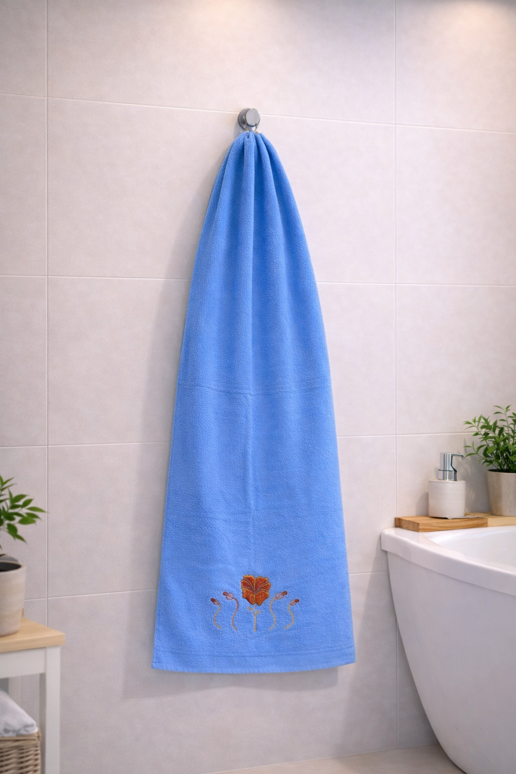 Premium Sky Velvet Cotton  Emb Towel
