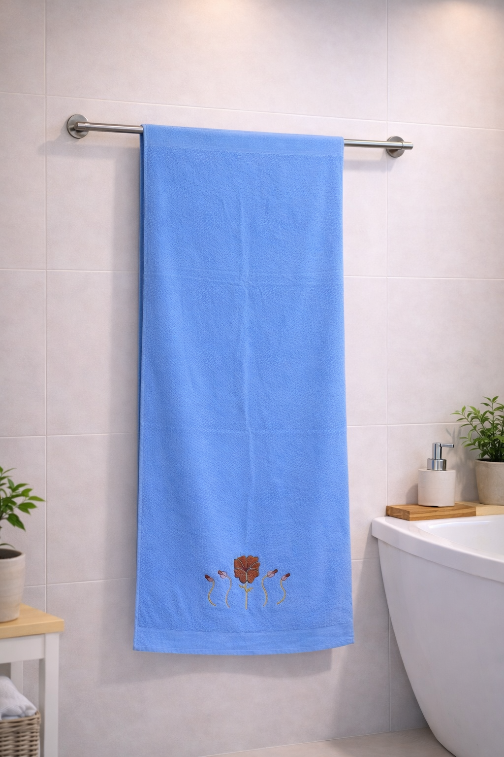 Premium Sky Velvet Cotton  Emb Towel